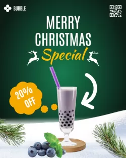 Merry Christmas Special (20% Off) – Holiday Drink Promotion Banner Template