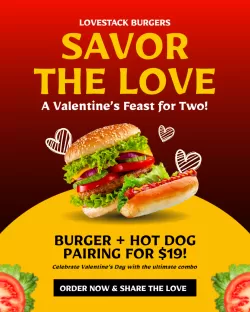Valentine's Day Food Combo Template - Burger & Hot Dog Ad